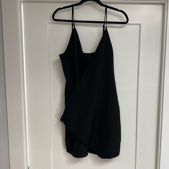 Missguided Black Strappy Wrap Shift Dress, Size 12 💎 - Picture 2 of 8